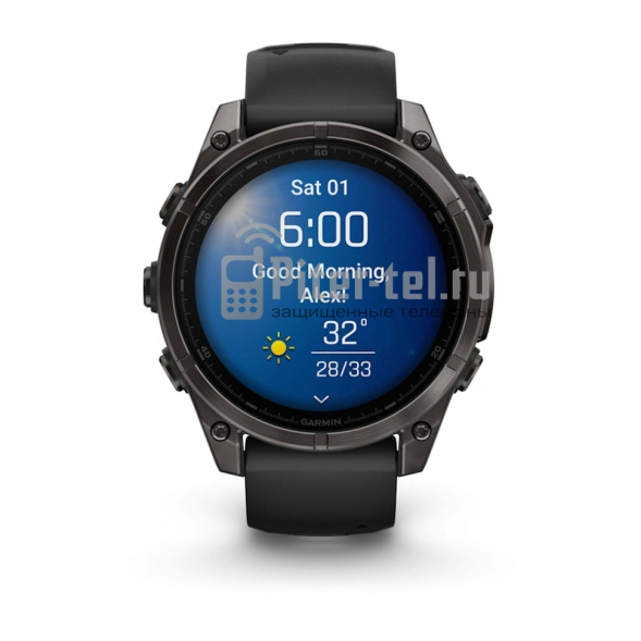 Умные часы Garmin Fenix 8 51mm Amoled Sapphire Carbon Grey DLC Титановый с черным ремешком