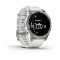 Умные часы Garmin EPIX (Gen 2) Sapphire, Титановый белый с белым ремешком