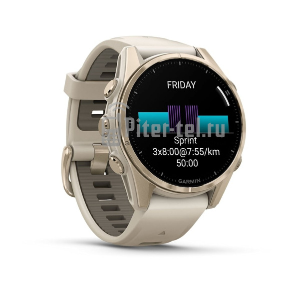Умные часы Garmin Fenix 8 43mm Amoled Sapphire Soft Gold DLC Титановый с дымчато-серым ремешком