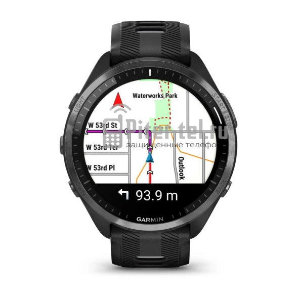 Умные часы Garmin Forerunner 965 черные, темно-серый DLC титановый безель, с черным ремешком