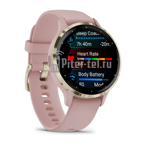 Умные часы Garmin Venu 3S 41mm Advanced GPS Smartwatch Pink Dawn Gold с розовым ремешком